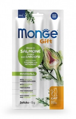 Monge Gift Hairball Cat Rich In Fresh Salmon With Artichoke - Soft Stick