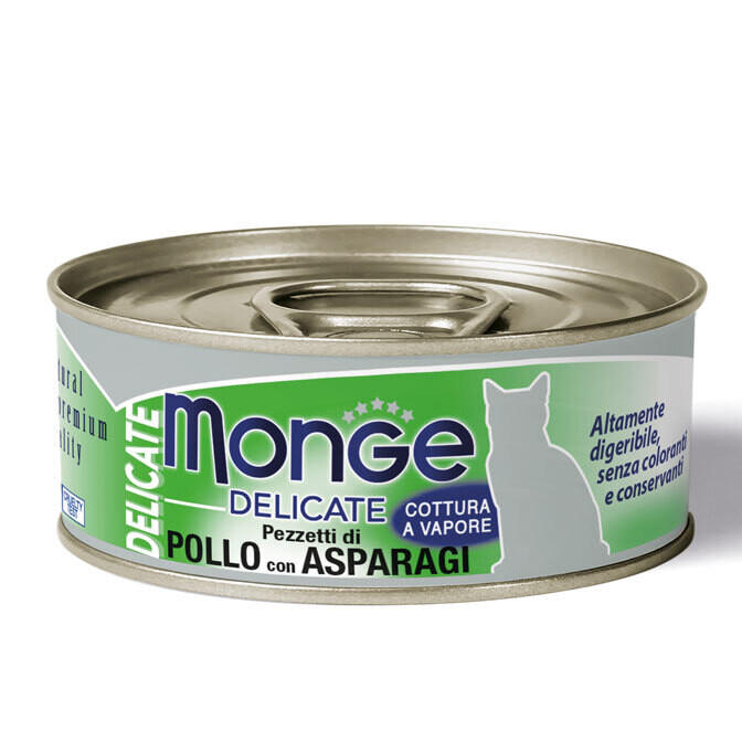 Monge Delicate Chicken Chunks With Asparagus - Can Cat 80gr