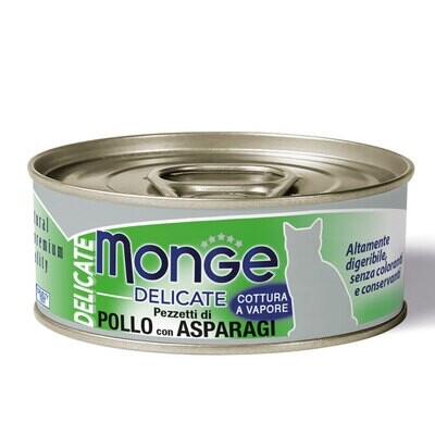 Monge Delicate Chicken Chunks With Asparagus - Can Cat 80gr