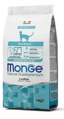 Sterilised Monoprotein Cod - Monge Natural Superpremium Dry Cat 1.5 Kg