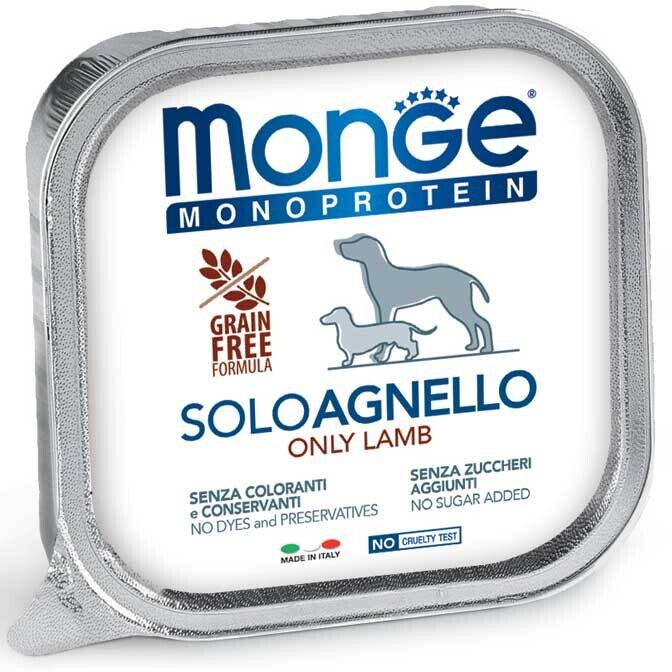 Monge Monoproteico 100% Solo Agnello - Cane - Vaschetta 0,15 Kg