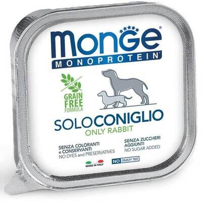 Monge Monoproteico 100% Solo Coniglio   - Cane - Vaschetta 0,15 Kg