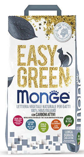 Monge Easy Green - Lettiera Vegetale 100% Mais Con Carboni Attivi Lt 10 - 3,8Kg