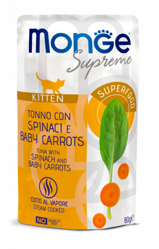 Monge Buste Supreme Kitten Tuna, Spinach and Carrots - Cat 80gr