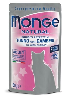 Monge Natural Buste Tonno Con Gamberi - Gatto 80gr