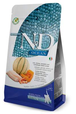 Farmina N&amp;D Ocean Cat Cod, Shrimp, Pumpkin, Cantaloupe Cantaloupe Kitten Kg 1.5