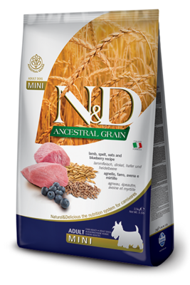 Farmina N&amp;D Ancestral Dog Lamb And Blueberry Adult Mini Gr.800
