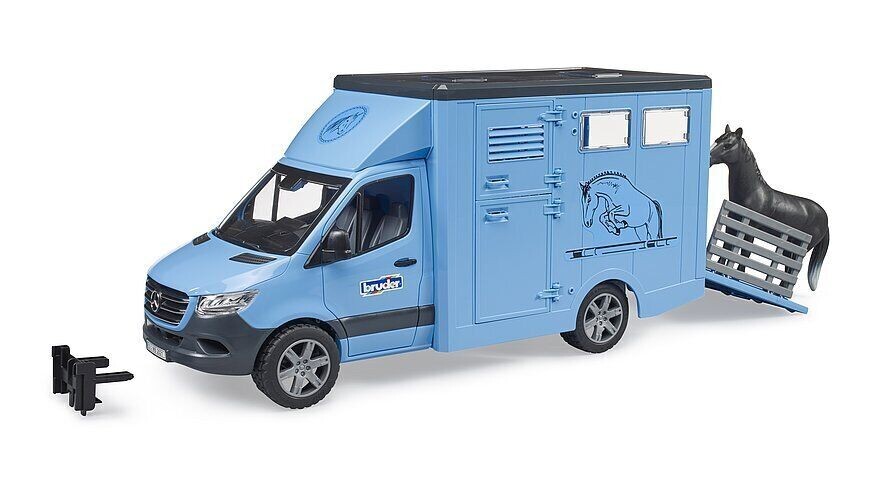 Bruder 02674 Mercedes Benz Sprinter Trasporto Animali Cavallo Azzurro