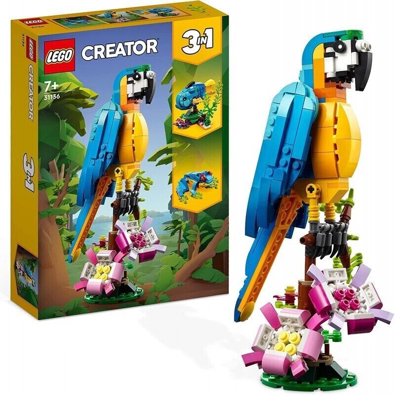 LEGO 31136 Creator Exotic Parrot, 3-in-1 Set