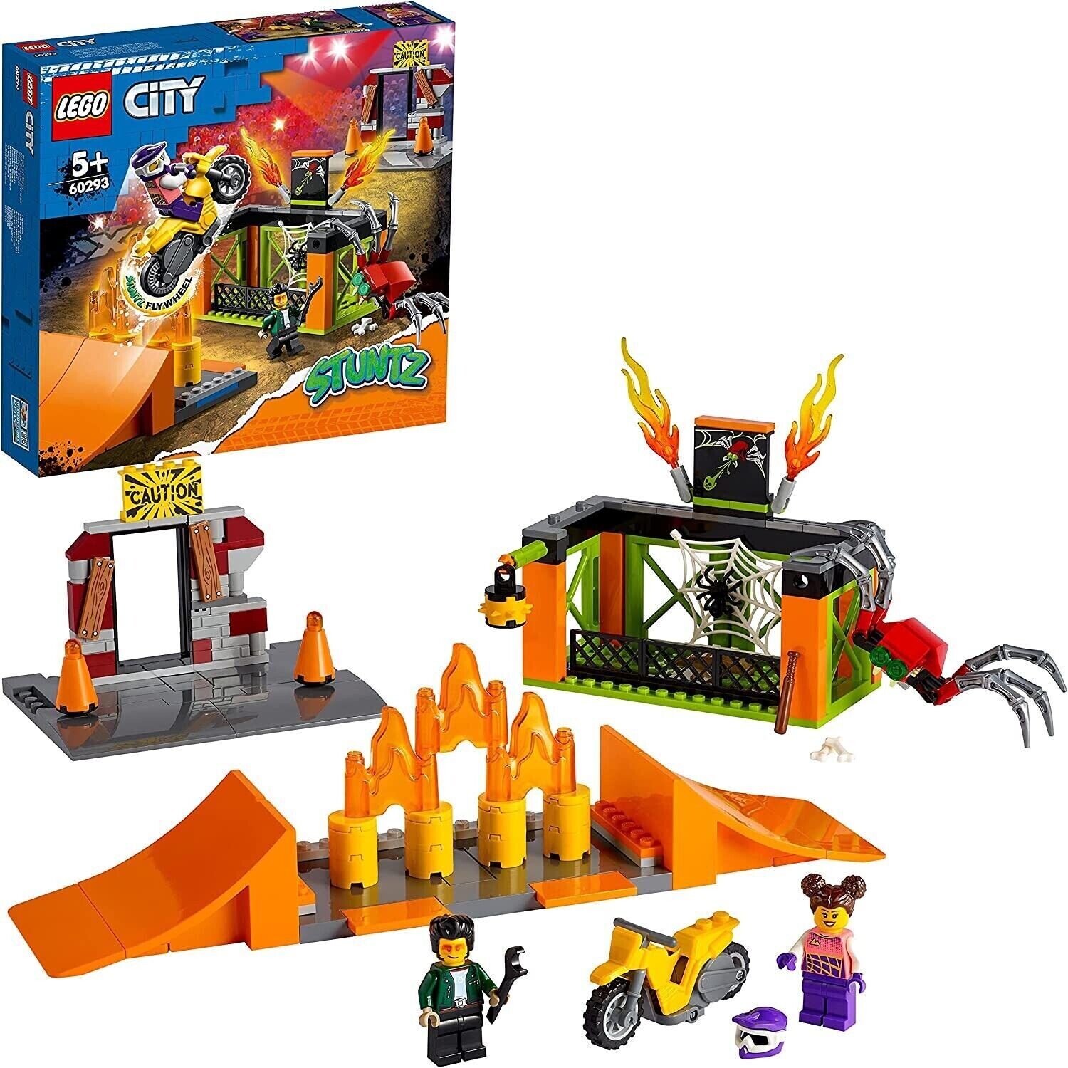 LEGO 60293 City Stuntz Stunt Park, Set with Motorcycle with Push Mechanism