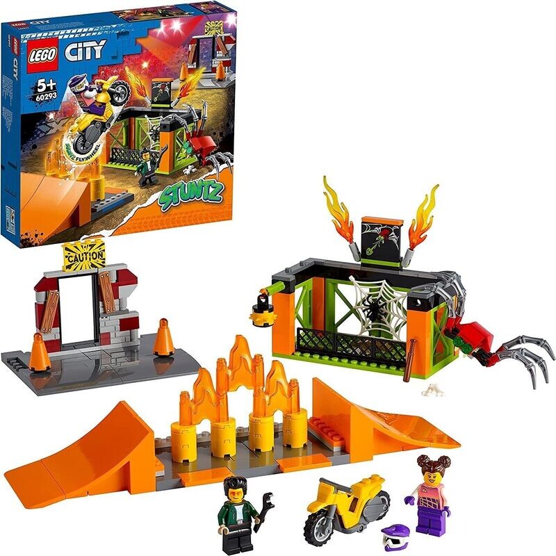 LEGO 60293 City Stuntz Stunt Park, Set with Motorcycle with Push Mechanism