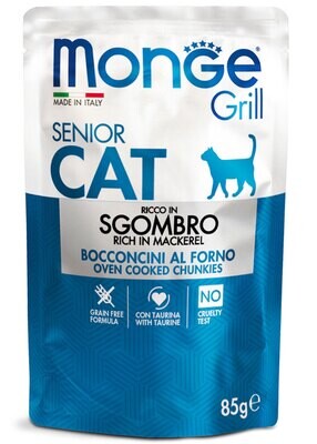 Monge Grill Chunks in Jelly - Rich in Mackerel - Senior 85gr