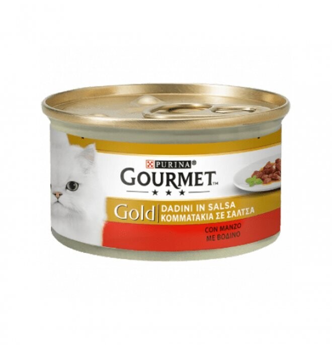 Can Gourmet GOLD CAT DADINI IN SAUCE WITH BEEF 85g