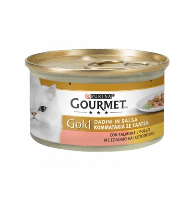 Can Gourmet GOLD CAT DADINI IN SAUCE WITH SALMON AND CHICKEN 85g