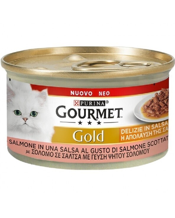 Lattina Gatto Gourmet GOLD Delizie in Salsa Salmone 85g