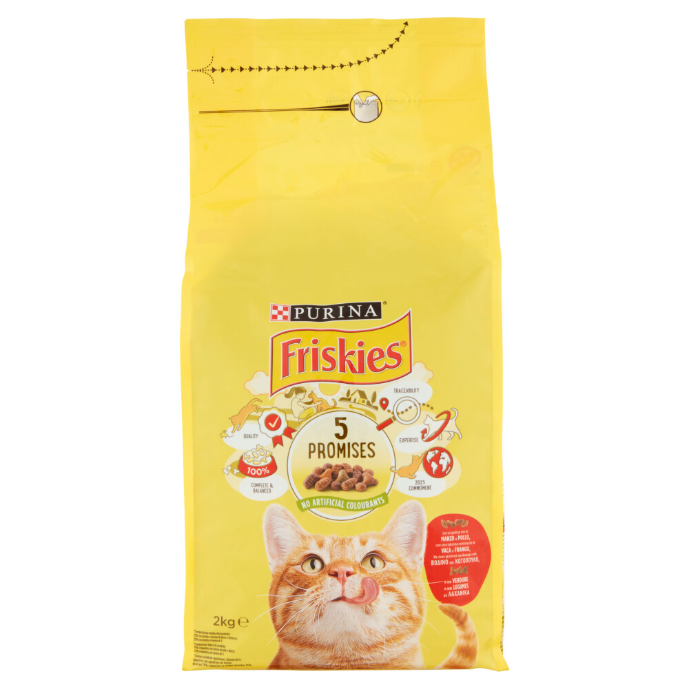 Friskies Dry Cat VITALITY + ADULT BEEF, CHICKEN AND VEGETABLES 2000g Purina