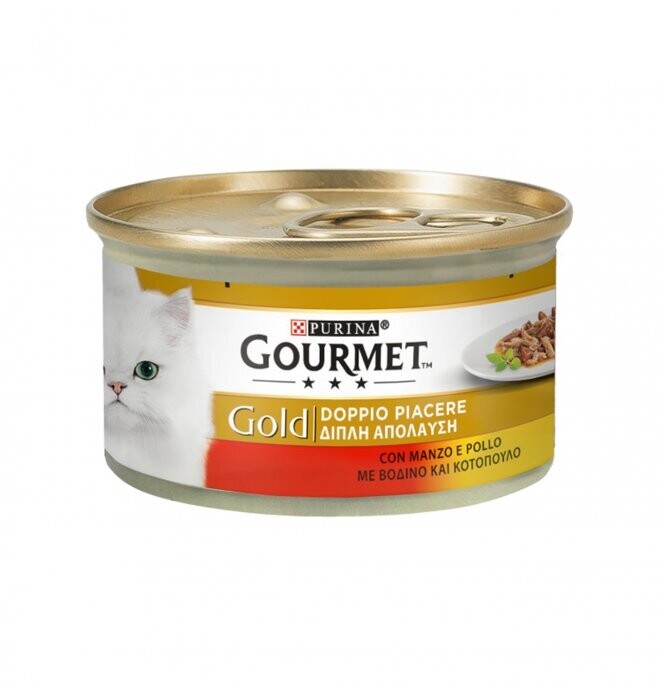 CAN Gourmet GOLD DOUBLE PLEASURE BEEF AND CHICKEN 85g