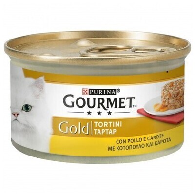 Lattina Gatto Gourmet GOLD TORTINI CON Pollo e carote 85g