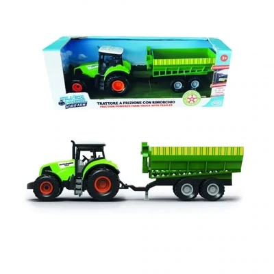 Silver Wheel - Tractor with wheat harvesting trailer
