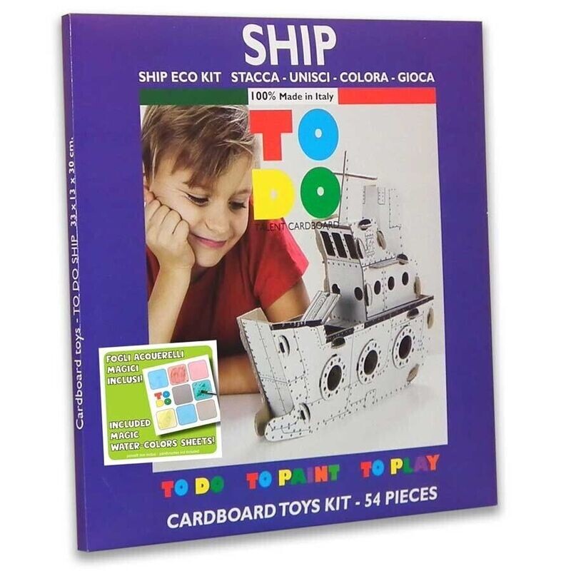 SHIP To Do cardboard SHIP TO ASSEMBLE and color 54 PIECES kit 100% MADE IN ITALY