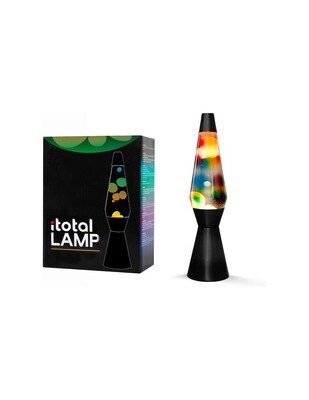 ITotal Lava Lamp 36 cm with Black Base, Transparent Liquid and Rainbow Wax