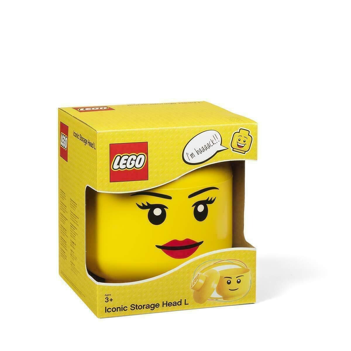 Lego barattolo grande porta mattoncini testa ragazza