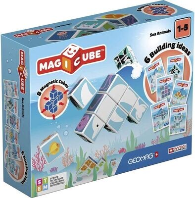 Geomag - Magicube Sea Animals - 8 Cubes - Construction Game with Magnetic Cubes