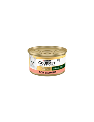 Lattina Gatto Gourmet GOLD STRACCETTI con Salmone 85g