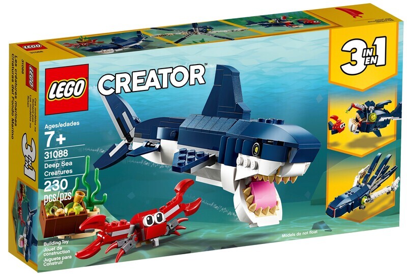 LEGO Creator 31088 Creature degli Abissi: Squalo, Granchio e Calamaro o Rana Pescatrice