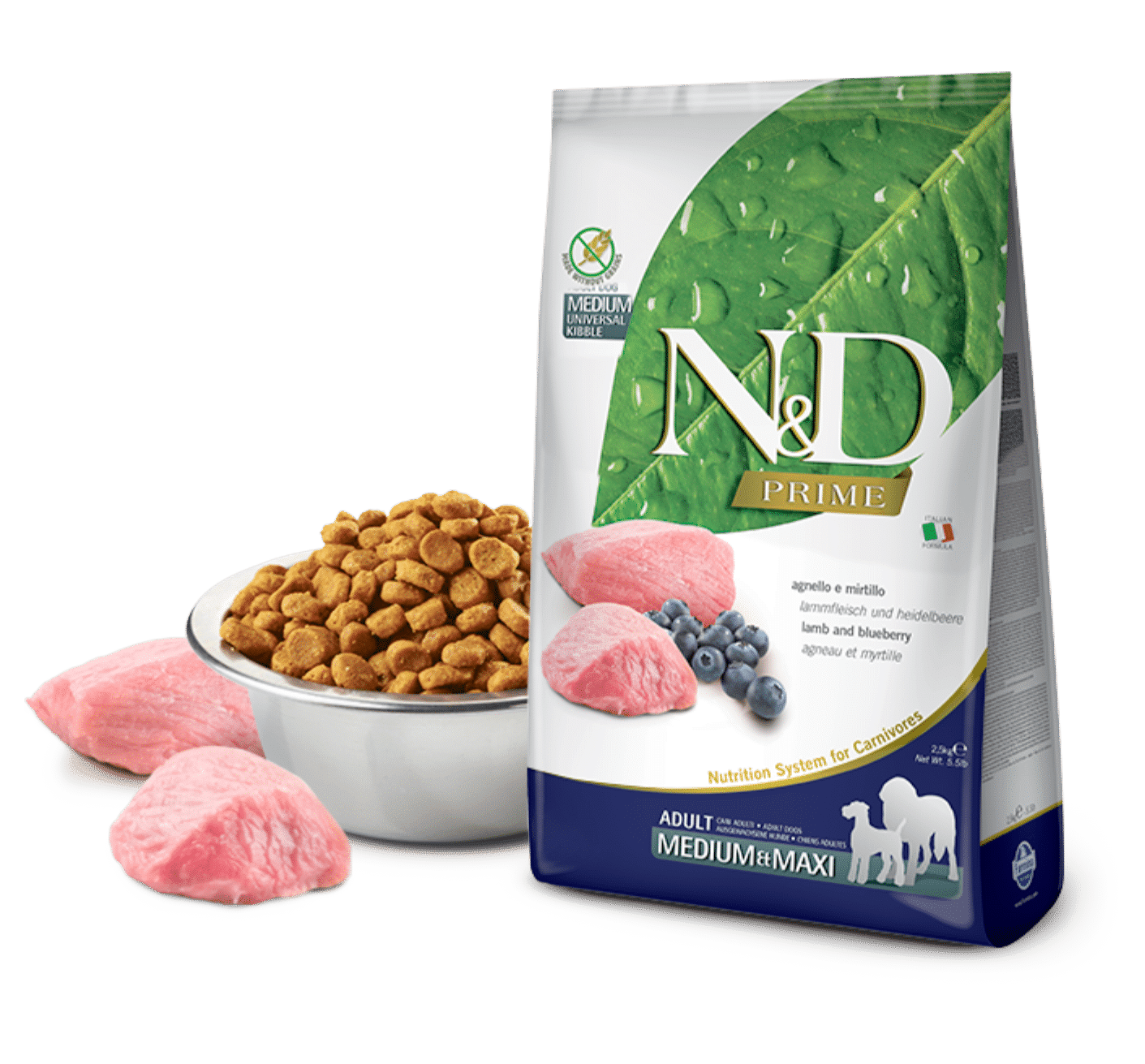Farmina N&amp;D Prime Dog Lamb And Blueberry Adult Medium/Maxi Kg.2.5
