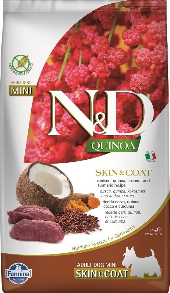 Farmina N&amp;D Quinoa Dog Skin&amp;Coat Deer, Coconut And Turmeric Adult Mini Kg 2.5