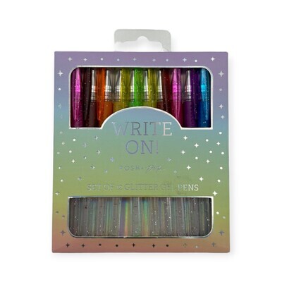 SET OF 12 GLITTER NEON GEL PENS HOLOGRAPHIC FOIL TRI-COASTAL