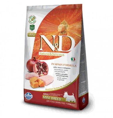 FARMINA N&amp;D GRAIN FREE DOG ADULT MINI WITH CHICKEN PUMPKIN POMEGRANATE 800 GR.