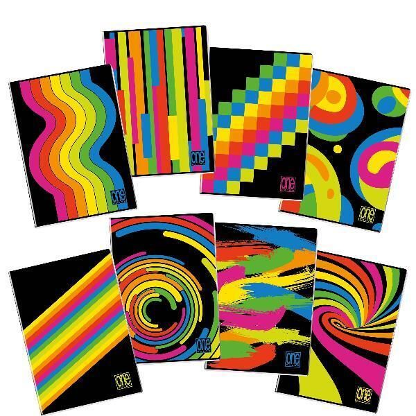 BLASETTI - Notebooks MAXI - ONE COLOR BLACK&amp;FLUO 5mm ruled