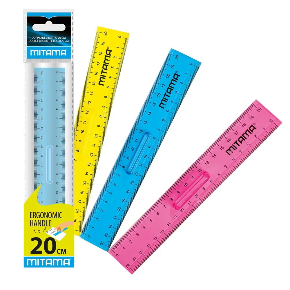 DOUBLEDECIMETER RULER 20 CM WITH CENTRAL PUSH - MITAMA
