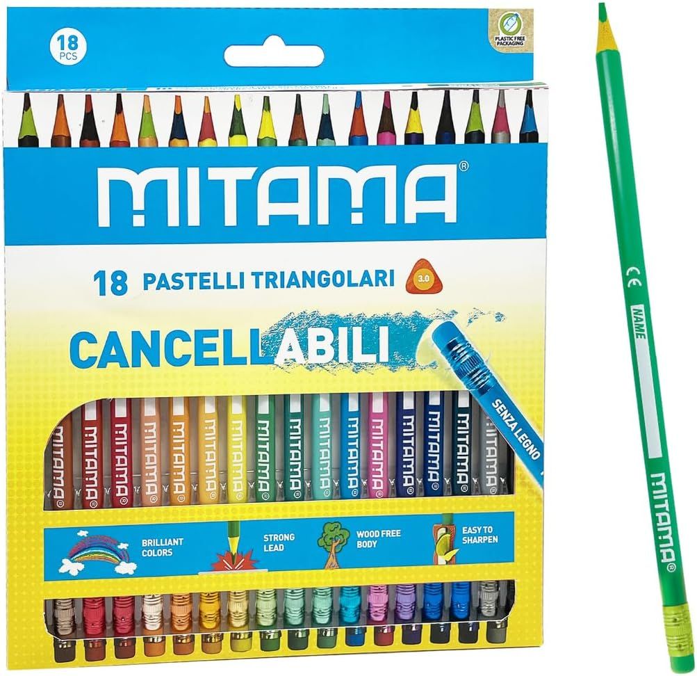 Mitama Triangular Erasable Crayons 18 Pieces