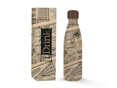 Total Juggling I Drink - Thermal Water Bottle 500 ml Old Newspaper