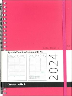 Agenda 2025 Settimanale A5 Con Spirale Greenwitch Nota Bene Opal Fucsia