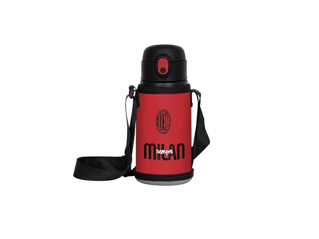Kids AC Milan thermal water bottle with shoulder strap holder