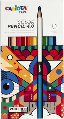Carioca Plus Color Pencils 4.0 in Wood with Thick and Soft High Pigmentation Mine I 12 pieces
