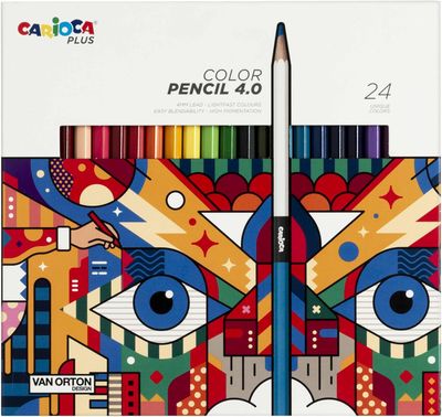 Carioca Plus Color Pencils 4.0 in Wood with Thick and Soft High Pigmentation Mine I 24 pieces