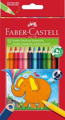 Faber-Castell Jumbo Eco Triangular Crayons. 12 colors MINA JUMBO 5.4mm