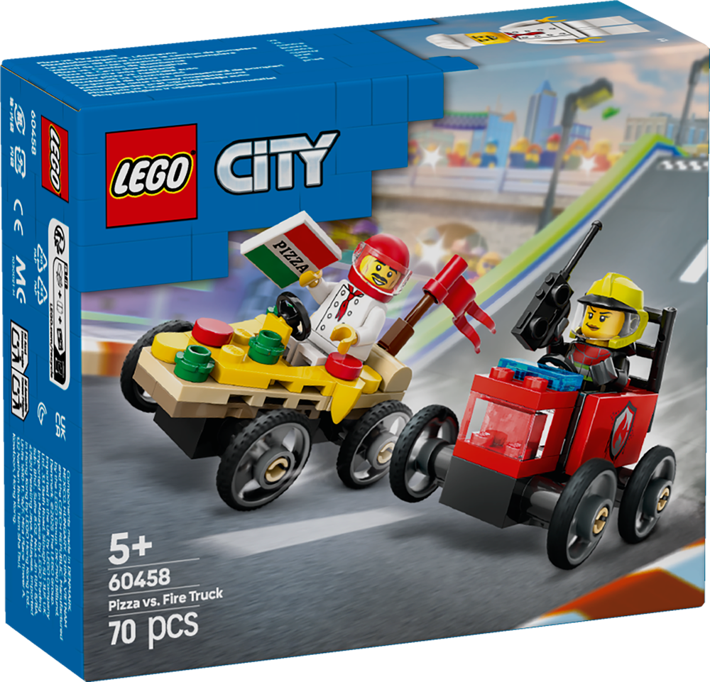 LEGO CITY PACK RACING VEHICLES: PIZZA MAKER VS. FIREMAN 60458
