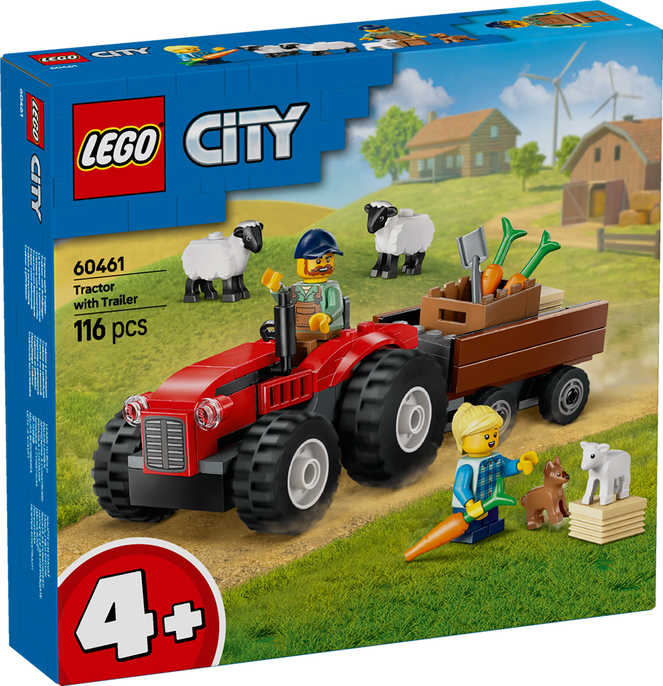 LEGO CITY RED FARM TRACTOR WITH TRAILER AND SHEEP 60461
