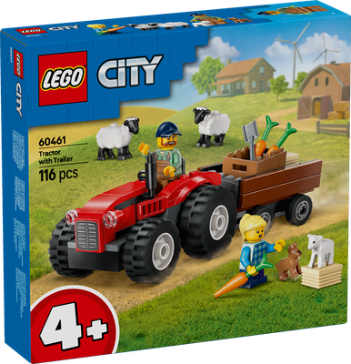 LEGO CITY RED FARM TRACTOR WITH TRAILER AND SHEEP 60461