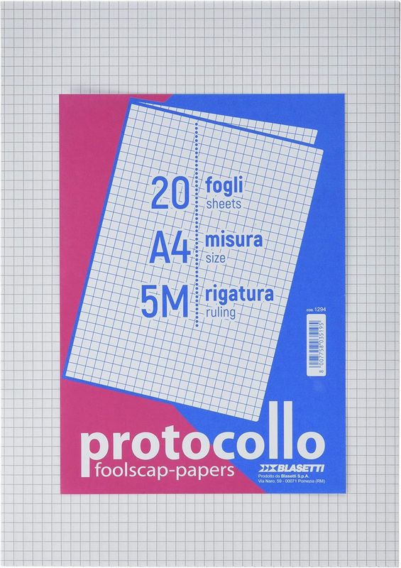 Blasetti - pack of 20 protocol sheets - squares 5M