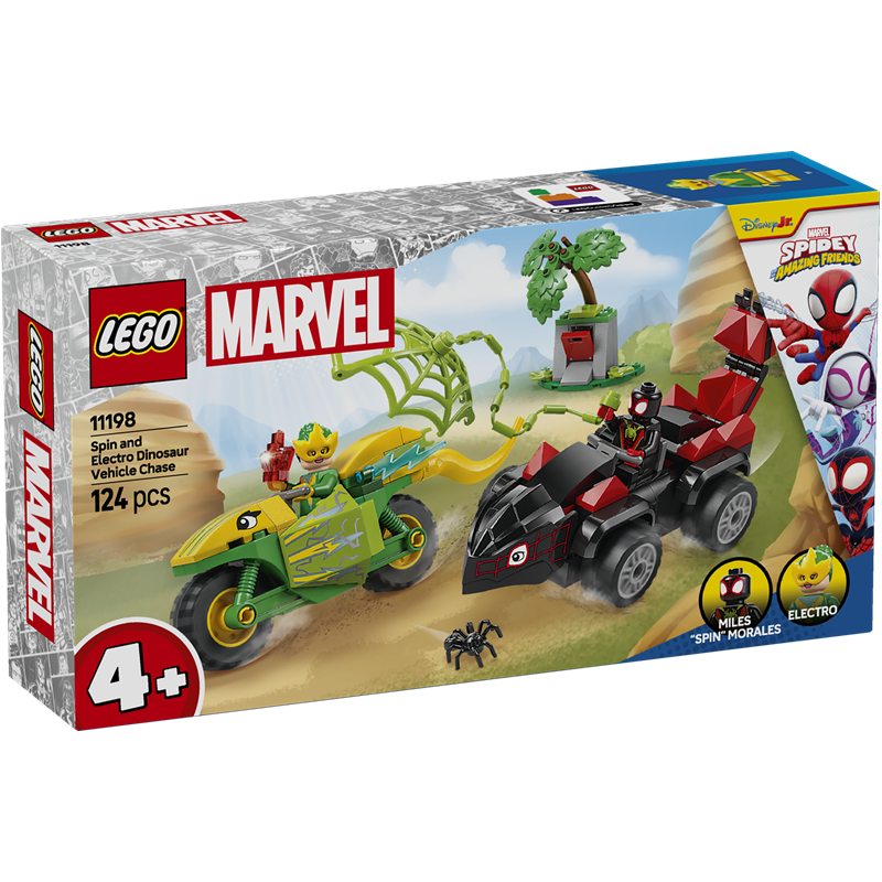Spin and Electro&#39;s dino-vehicle chase - Lego Spidey 11198