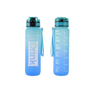 Blue and Blue Tritan Motivational Water Bottle 1000ml - ITotal