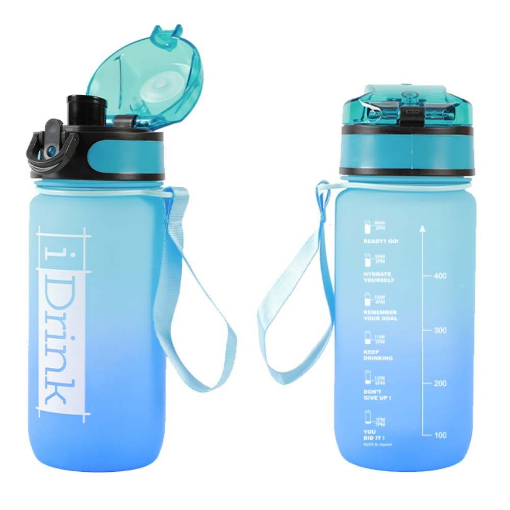 Blue and Blue Tritan Motivational Water Bottle 500ml - ITotal