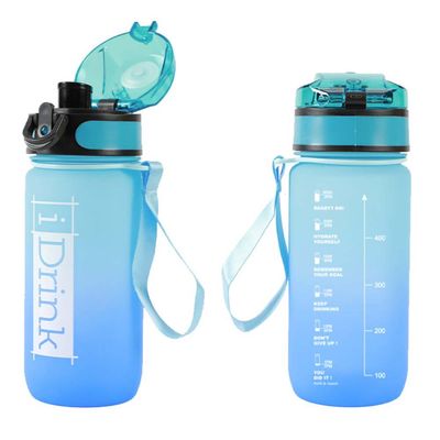 Blue and Blue Tritan Motivational Water Bottle 500ml - ITotal